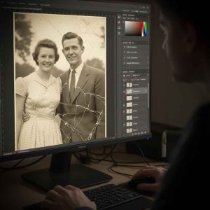 Retusche alter beschädigter Fotos für Memories Gedenkvideos